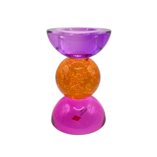 Waxinehouder Votief Lila-Oranje-Fuchsia Kristal Glas 8x12cm