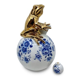 Kikker Vaas Delfts Blauw Porselein 23cm
