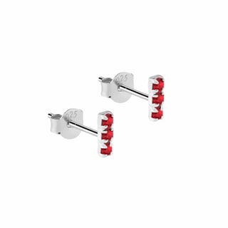 Triple Ruby Stud Earrings 925 Silver - Ruby / 925 Silver / 1.5mm x 5mm