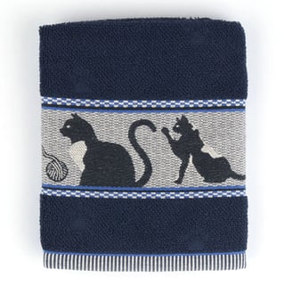 Handdoek Katten Donker Blauw - Maat: 53x60cm - Merk: Bunzlau Castle