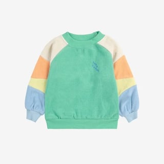 Bobo Choses Green Color Block Terry Cloth Sweatshirt