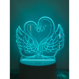 Lamp Liefde Zwanen 7-kleurig. Tafelnachtlamp, Romantische nachtlamp. Leuke cadeau lamp. Zwanen nachtlamp.