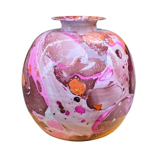 Vaas Bol Fuchsia Multicolor Metaal 36x36cm Emaille