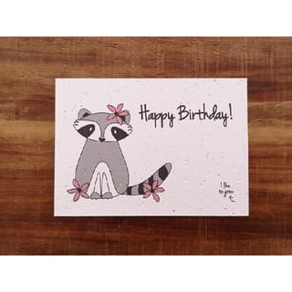 Groeikaart Happy Birthday Raccoon
