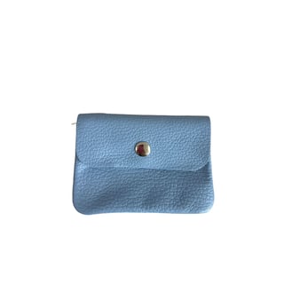 Leather Purse with Zipper Blush - Blue