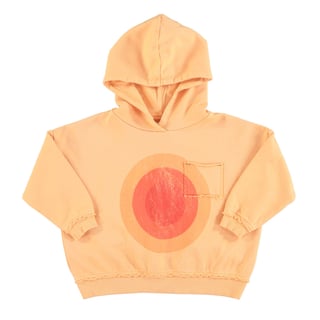 Piupiuchick Hooded Sweatshirt Peach with Multicolor Circles Print - Oranje - 10y