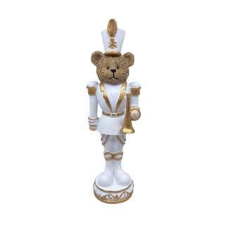 Beeld Notenkraker Beer Wit-Goud 11x33cm
