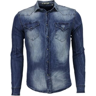 Denim Overhemd - Slim Fit Lange Mouwen Heren - Basic Denim - Blauw