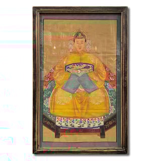 Schilderij Chinese Voorouder Kroon Geel Multi 56x91cm Ingelijst