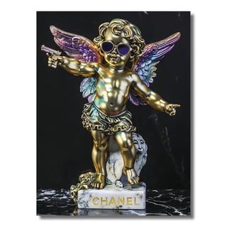 Glasschilderij Gouden Engeltje Chanel 60x80cm