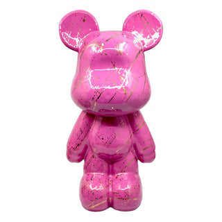 Beeld Design Teddy Beer Roze Splash Goud 26x47cm