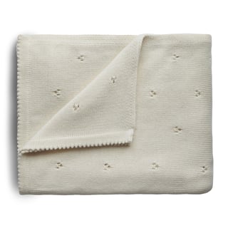 Mushie Knitted Blanket Pointelle Ivory