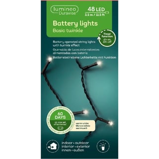 Kerstboomlampjes Op Batterijen 1,7 Meter 24 Led Twinkle Effect Warm Wit Zwart Snoer