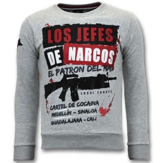 Exclusieve Sweater Heren - Los Jefes De Narcos - Grijs