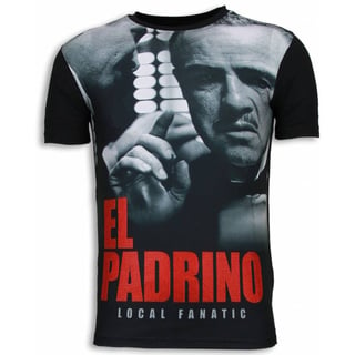 El Padrino Face - Digital Rhinestone T-Shirt - Zwart