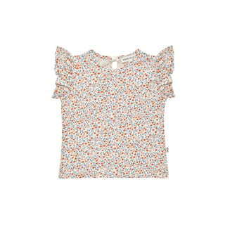 House of Jamie Ruffled Tee Peach Blush Mini Floral