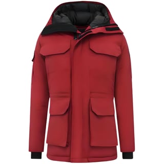 Halflange Mannen Winterjas Met Capuchon -7503 - Rood