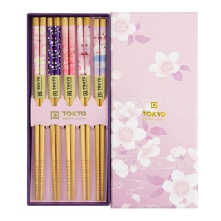 Eetstokjes Sakura Kersenbloesem Roze Set 5 in Cadeau Doos