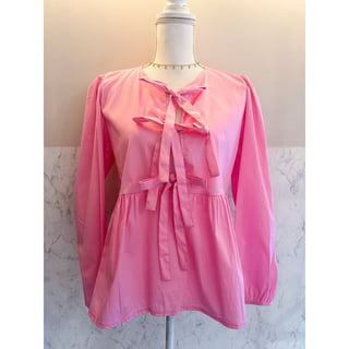 Girly Pink Cotton blouse - Bow ties