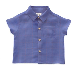 Button Down Shirt - Iris/Checks - Blauw - 92-98