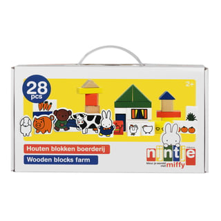 Bambolino Toys Miffy Wooden Blocks Farm Nijntje Houten Blokken Boerderij 28 Dlg 2+