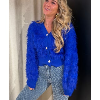 Fluffy vestje - Glitter - Royal blue - Onesize