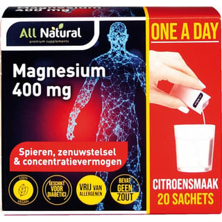 All Natural Magnesium 400mg 20 Sachets