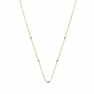 Gold Plated Necklace Small Carnelian stones - Green Onyx / 18K Gold plated 925 Silver / 47cm