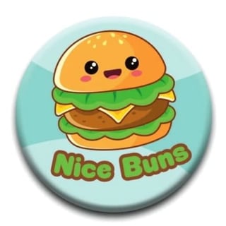 Kawaii Foods Pinback Button - Hamburger Nice Buns