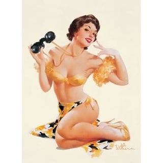 Postkaart - Pin-up - Pin-Up Met Verrekijker