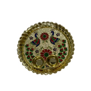 Decorated Pooja Thali With Two Jot ( Small )