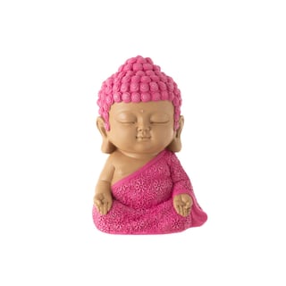 Beeldje Boeddha Zen Roze Kunststof 20x20cm