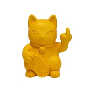 Beeldje Lucky Cat Fuck You Geel 12x16cm