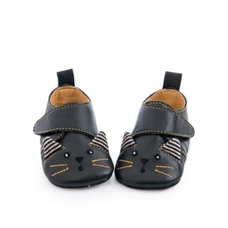 Moulinroty babyslofjes leer cat Les Moustaches - maat 6/12 maanden