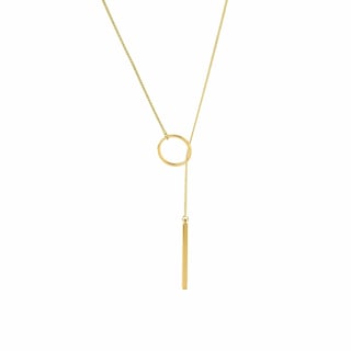 Rose Gold Plated Necklace with Circle and Rod - Gold Plated Brass