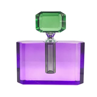 Parfumfles Votief Groen-Purper Kristal Glas 13x14x4cm