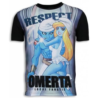 Respect Omerta - Digital Rhinestone T-Shirt - Zwart