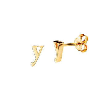 Gold Plated Stud Earring Letter f - Gold Plated Sterling Silver / y