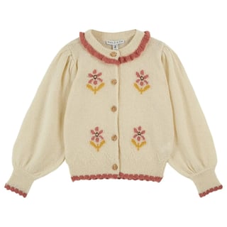 Emile Et Ida Cardigan Fleurs Ecru