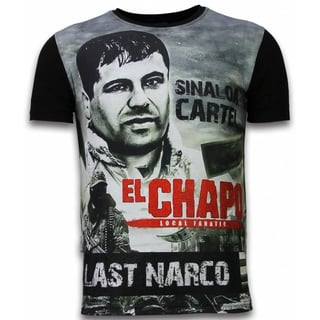 El Chapo Last Narco - Digital Rhinestone T-Shirt - Zwart