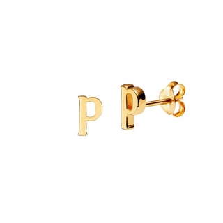 Gold Plated Stud Earring Letter e - Gold Plated Sterling Silver / p