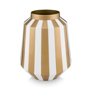 Vaas Deco Wit Met Gouden Strepen Metaal 24x29cm