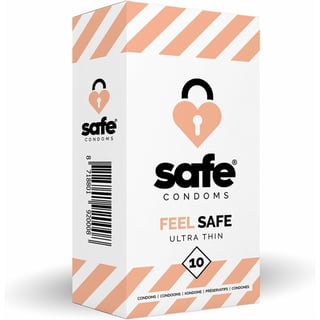 Safe Condooms - Ultra Dun - Feel Safe Ultra Thin - 10 Stuks Extra Safe Dankzij Dit Nederlandse Condoom Merk. Ultra Dunne Condooms Voor Ultra Genot.