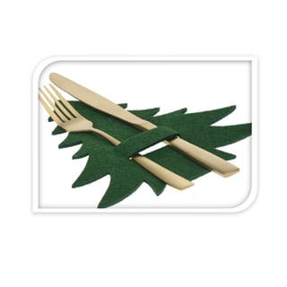 Faux-Vilten Bestekhouders Kerstboom Set Van 4 Rood of Groen