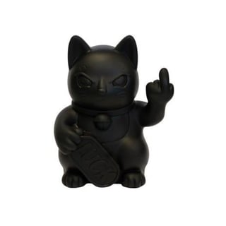 Beeldje Lucky Cat Fuck You Zwart 12x16cm