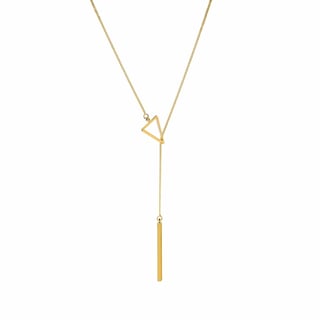 Silver Plated Necklace with Triangle and Rod - Gold Plated Brass