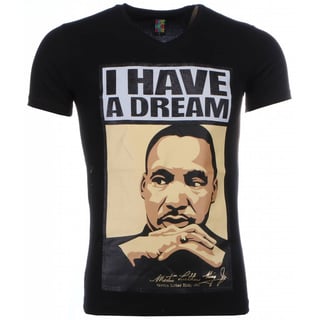 T-Shirt - Martin Luther King I Have A Dream Print - Zwart