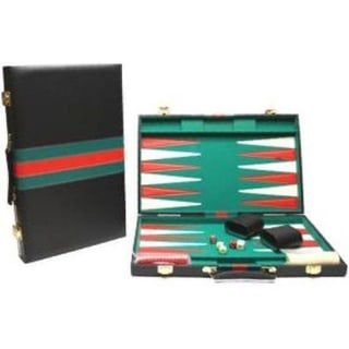 Backgammonkoffer 38 Cm Vinyl Zwart/Groen/Rood