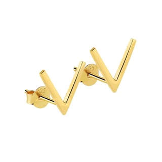 Silver V-Sign Stud Earrings - Sterling Silver / Gold Plated