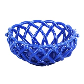 Kitsch Kitchen Porcelein Mandje Rond Blauw S